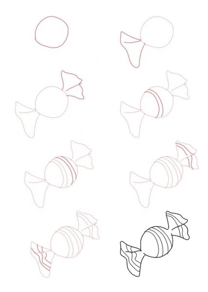 Рисование пошагово карандашами для детей сладости