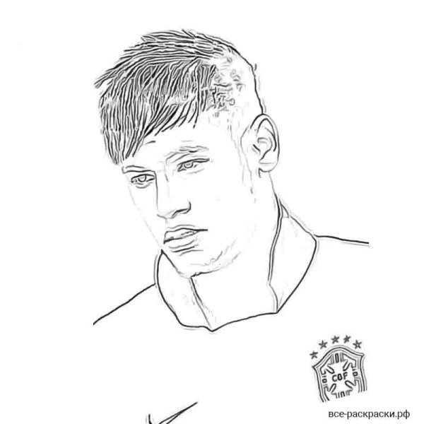 Раскраска футбол Неймар лицо