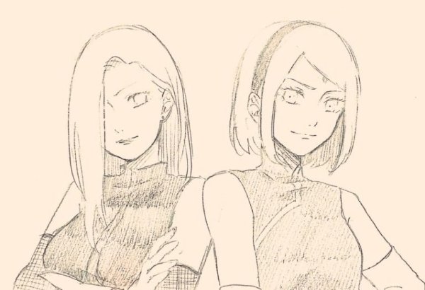 Ино и Сакура рисунок