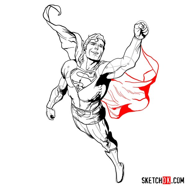 Супермен срисовать летит