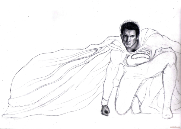Пошаговые рисунки Супермен