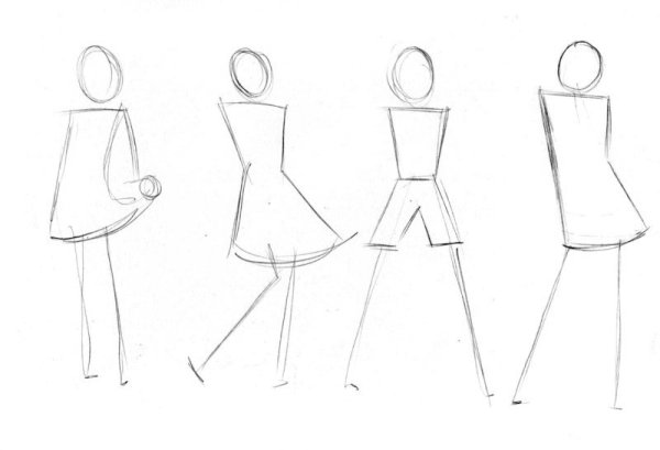 Поэтапное рисование платья