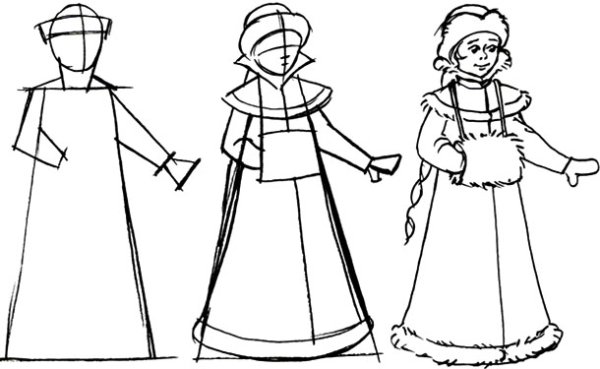 Снегурочка рисунок поэтапно