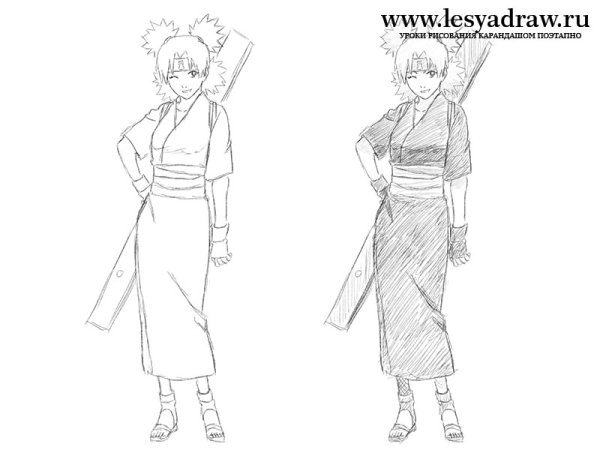 Тен Тен в полный рост Темари в полный рост