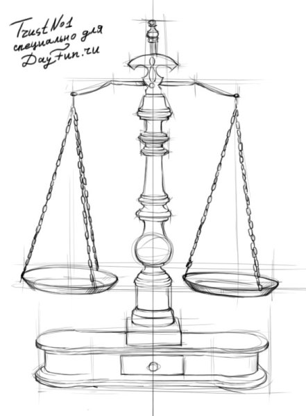 Раскраска весы с чашами