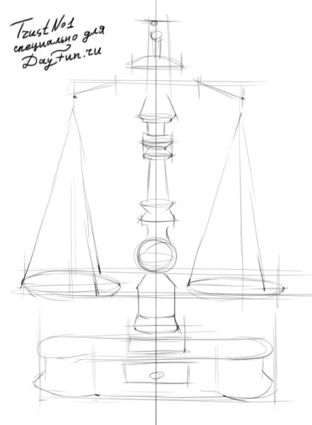 Поэтапный рисунок карандашом весы