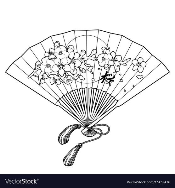 Японский веер рисунок