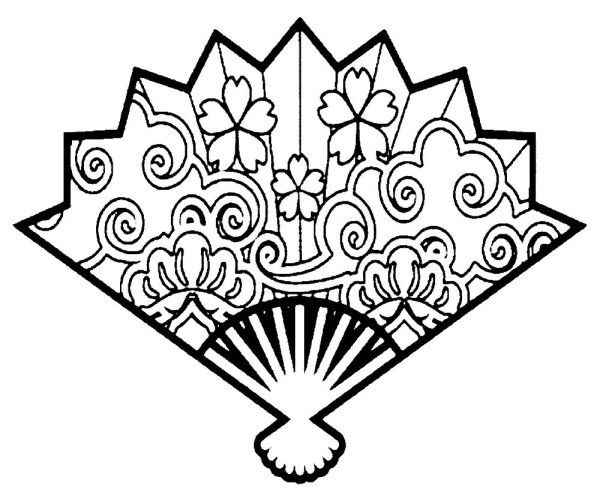 Японский веер раскраска
