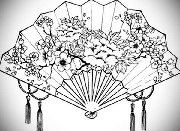 Японский веер эскиз