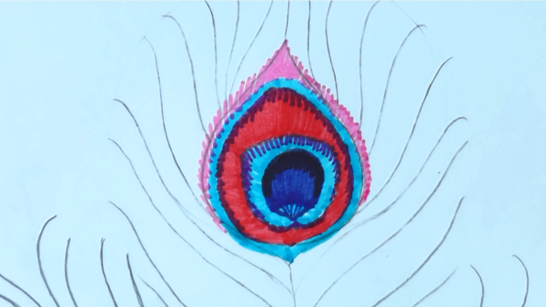 Перо павлина рисунок фломастерами