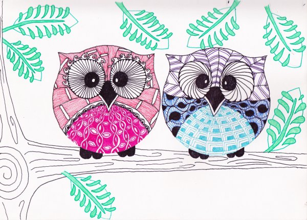 Зентангл Сова
