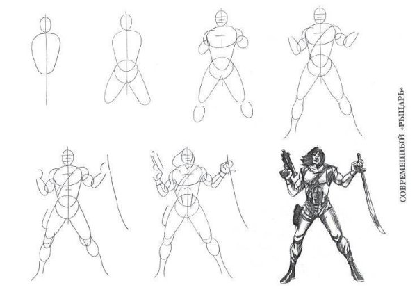 Поэтапное рисование воина