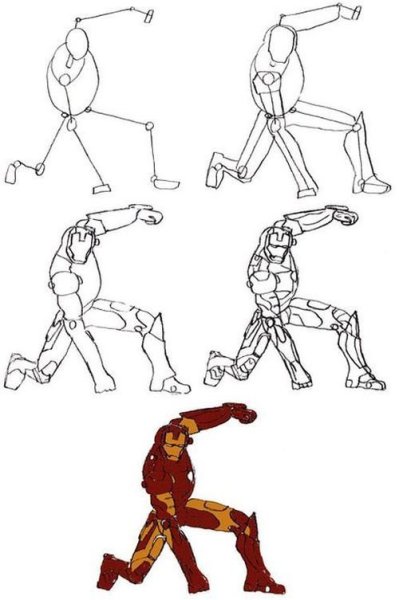 Железный человек рисунок пошагово