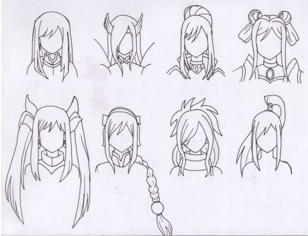 Причёски для срисовки аниме