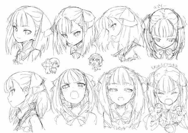 Скетчи аниме лица