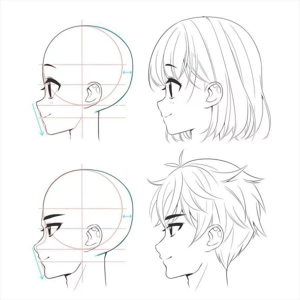 Аниме лицо сбоку референс