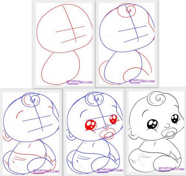 Рисование пупсика пошагово