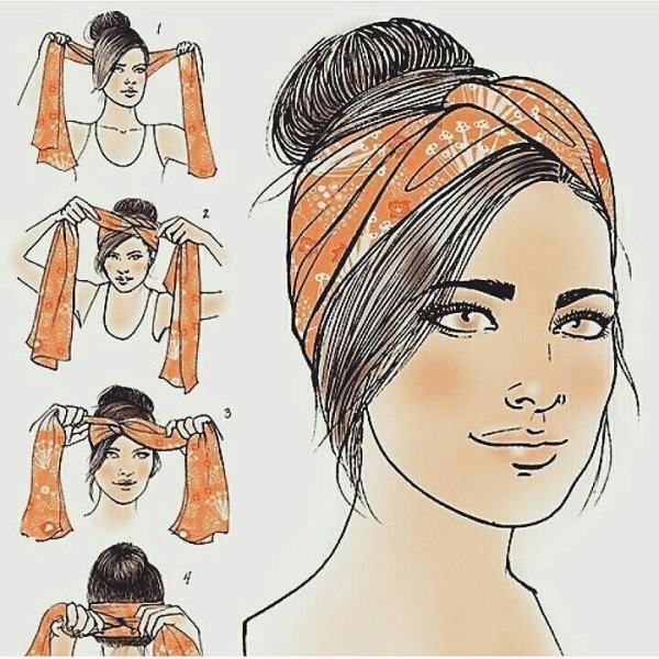 Причёски с банданой нарисовать