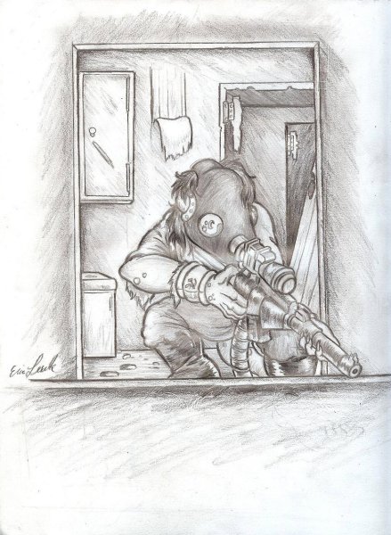 Сталкер МУТАНТ кровосос карандашом