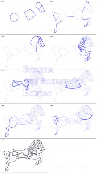 Карусель рисунок поэтапно