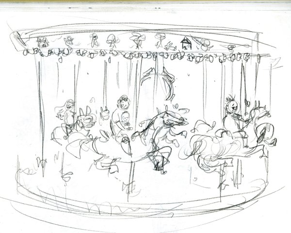 Карусель рисунок карандашом