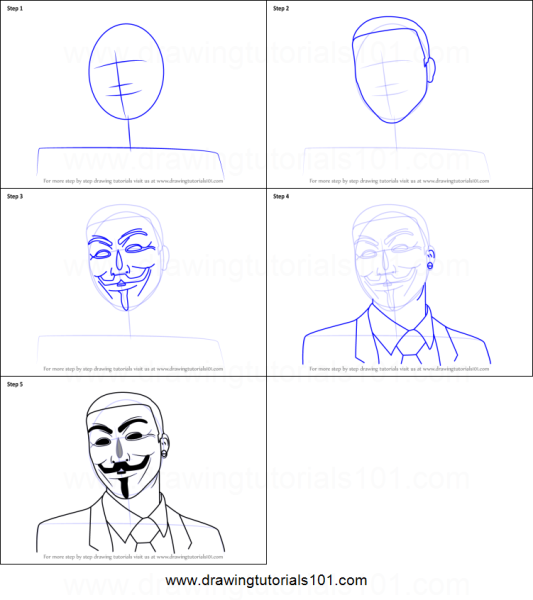 Анонимус рисунок карандашом поэтапно