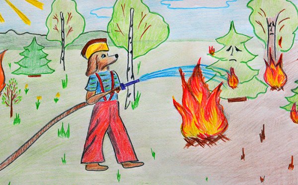 Пожарник раскраска для детей лёгкая