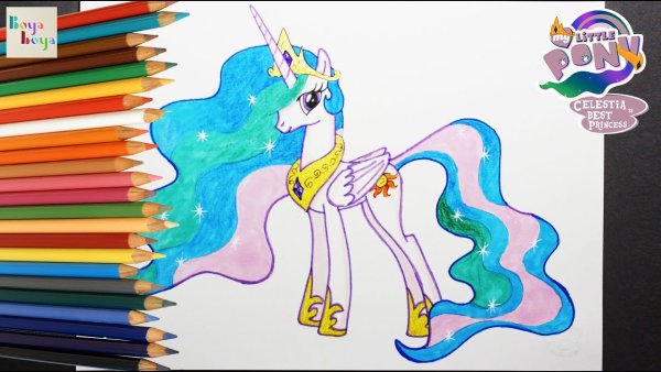 Принцесса Селестия пони красками