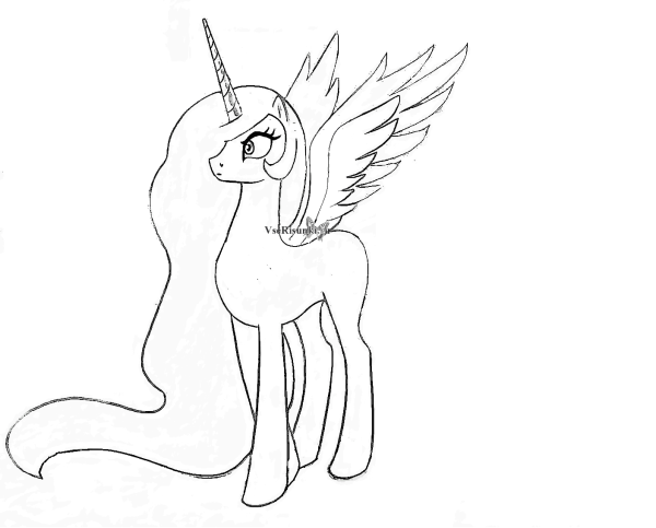 Рисунок пони принцесса Селестия карандашом