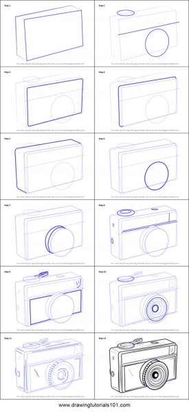 Фотоаппарат рисунок карандашом поэтапно для начинающих