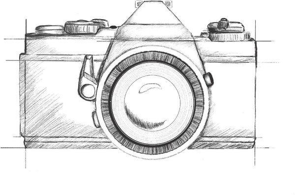 Поэтапное рисование фотоаппарат