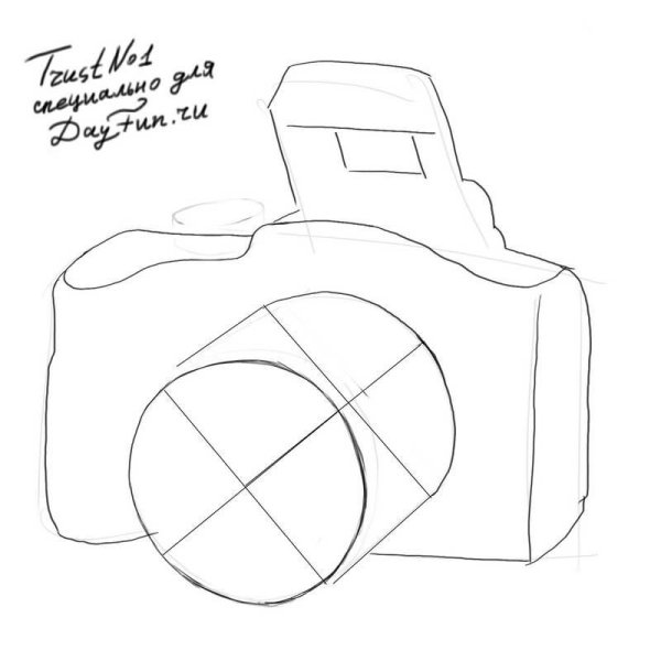 Поэтапное рисование фотоаппарат