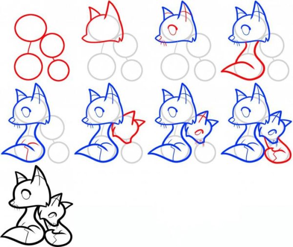 Поэтапное рисование лисы