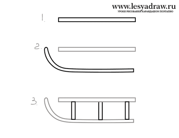 Как нарисовать санки