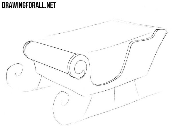 Поэтапное рисование саней