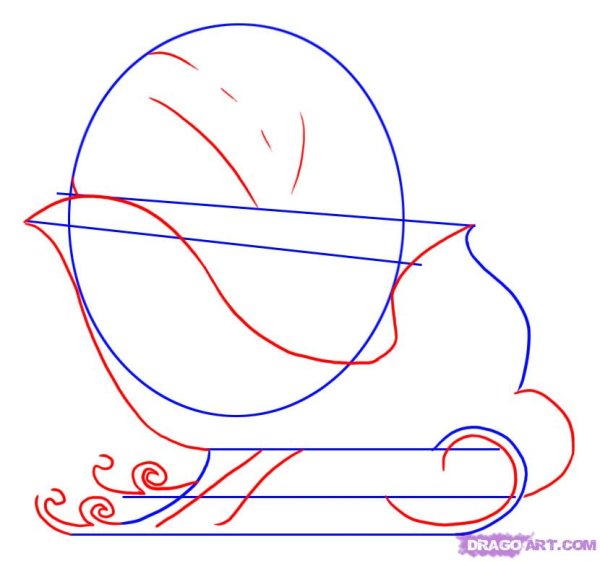 Санки поэтапное рисование