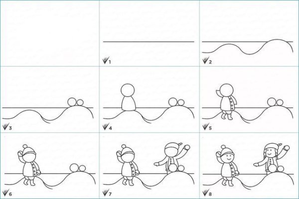 Дед Мороз в санях поэтапно