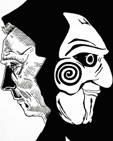 Маска пила рисунок маркером