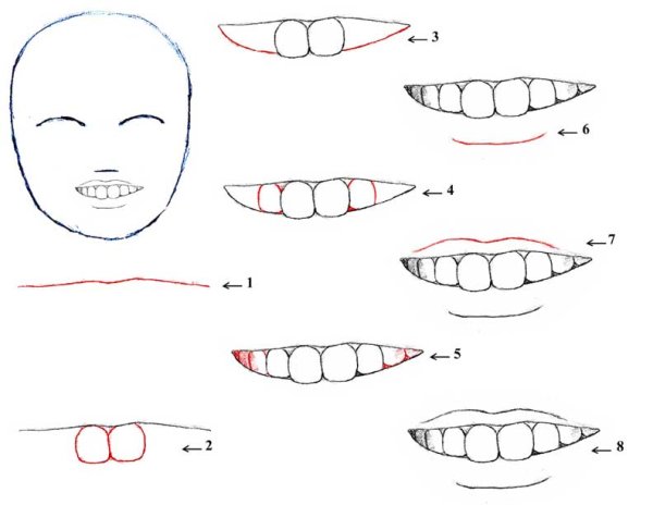 Схема рисования рта