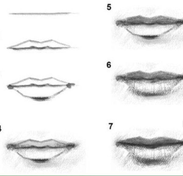 Рисование мужских губ