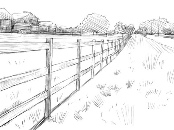 Забор рисунок карандашом