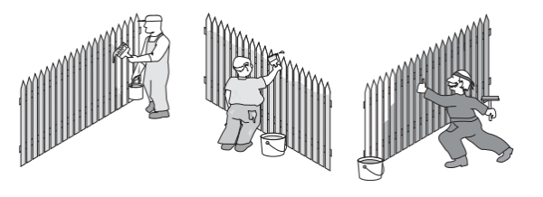 Мальчик чинит забор