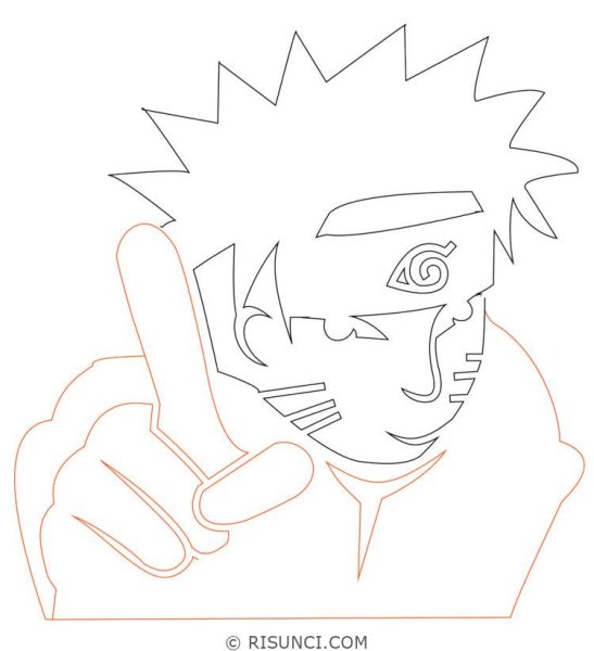 Поэтапный рисунок Наруто