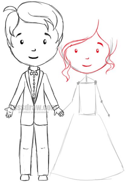 Раскраска жених и невеста свадьба
