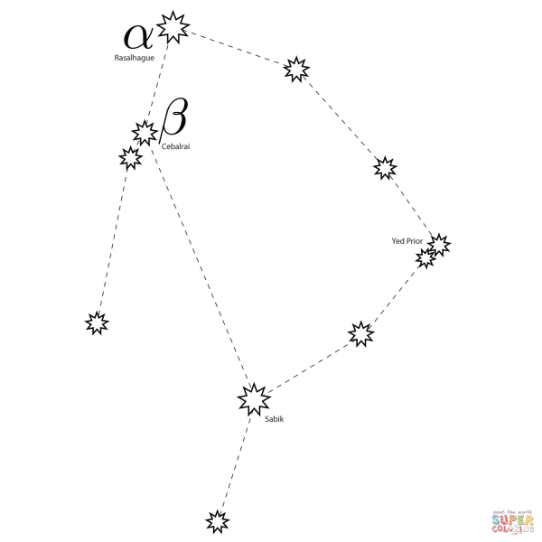 Созвездие Змееносец схема по точкам