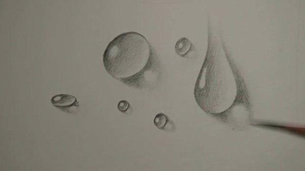 Капли воды карандашом