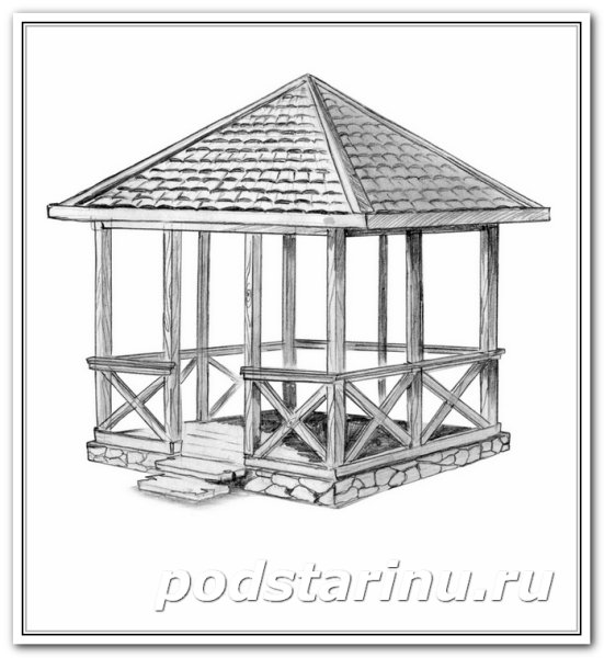 Эскизы беседок из дерева