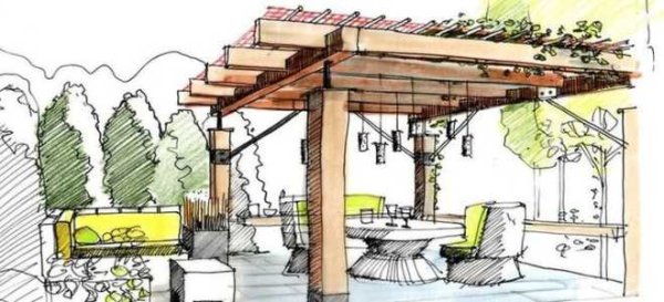 Беседка с людьми рисунок