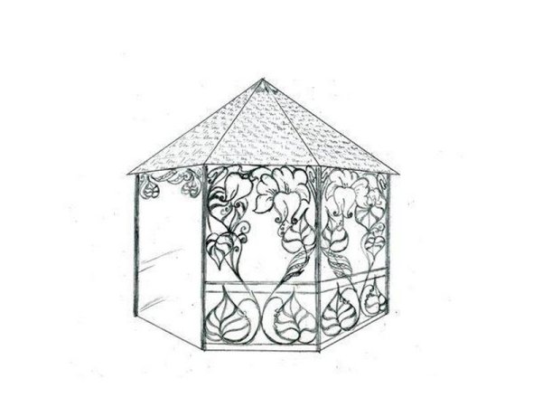 Беседка рисунок карандашом