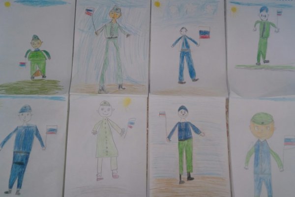 Солдат на посту рисование в старшей группе